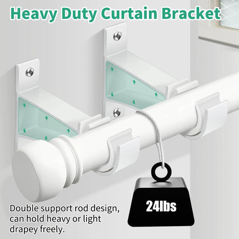 Heavy Duty White Curtain Rod Brackets Set Of 4 For One Inch Drapery Rods with weight support demonstration