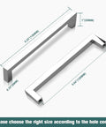 10 Pack Solid Polished Chrome Cabinet Handles 5.4 Inch Overall Length With 5 Inch Hole Center Euro Style Square Bar Pulls