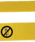 Rugged Dado Throat Plate For 10 Inch Portable Table Saws With Dado Capability, yellow plate with safety icons and mounting holes