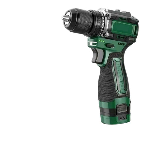 Heavy Duty Cordless Brushless Electric Drill With Metal Ratchet Chuck And 16V Wireless Power Tool And No Hassle Handheld Screwdriver showcasing a green and black design.