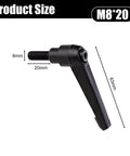 Set Of 2 Adjustable Clamping Lever Handles M8x20mm Quick Release Bolts Black Oxide Carbon Steel shown with dimensions