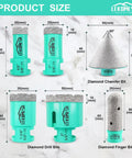 Pro Grade Diamond Core Drill Bit Set 6Pc Tile Hole Saw Kit For Porcelain, Ceramic, Marble And Concrete Drilling product sizes