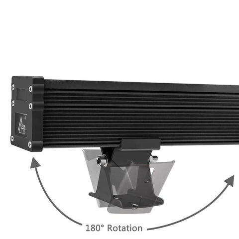 108W RGB Wall Washer Light With 24 Key RF Remote, featuring 180° rotation, black finish for versatile indoor or outdoor setup.