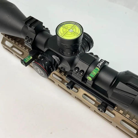34mm Scope Bubble Level For Riflescope Tubes, Anti Cant Level With Picatinny Rail Mount installed on scope