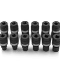 Tough 12 Piece Three Eighths Inch Drive Metric Swivel Impact Socket Set With Holder For Heavy Duty Auto Repairs, Six Point Sockets