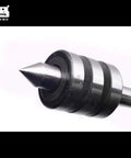 DEVMO MT2 live center for lathe; black steel Morse-taper spindle with knurled grip and pointed tip.