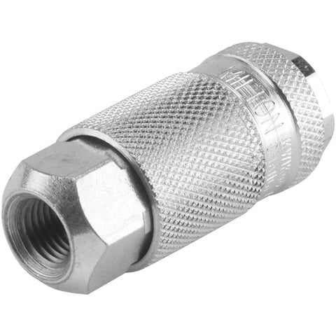 1/4 Inch FNPT L Style Air Coupler Set Box Of 10 Durable Steel Pneumatic Fittings With Push To Release Sleeve, 32 SCFM Max Flow