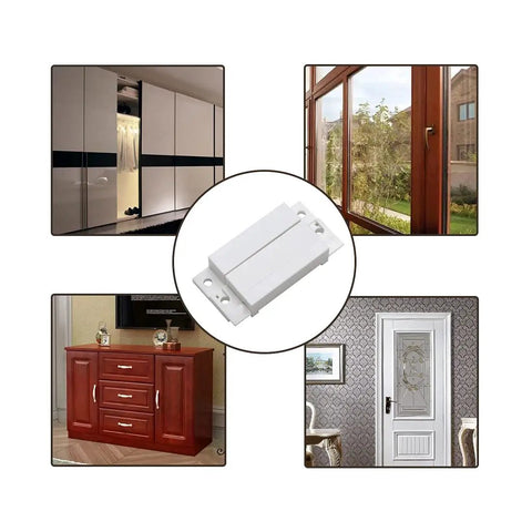 Plug And Play Magnetic Reed Switch NC NO COM Surface Mount Door Window Sensor With Cover For Home Security And Burglar Alarm Systems 5 Pack Durable ABS Housing High Temperature Resistant Reed Switch for doors, windows, cabinets