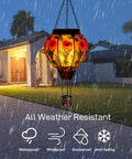 Hummingbird Hot Air Balloon Solar Lantern Outdoor Hanging Light with Flickering Flame Metal and Glass Waterproof Lanterns