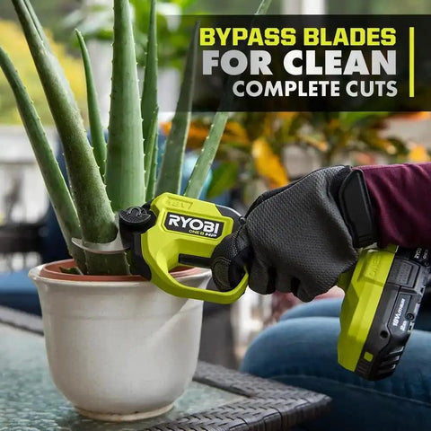 Knock Out Overgrown Branches Like A Pro 18V Brushless Cordless Pruner cutting an aloe plant in a pot.