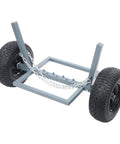 Beefed Up Heavy Duty Log Dolly With Tow Chain, 1500 Lb Capacity Firewood Cart, showing gray steel frame and black rubber tires.