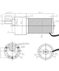 Technical drawing of Reliable DC Gear Motor 88 RPM Tubular Reducer 12V Or 24V Permanent Magnet Motor Model 37GB31Y 31ZY
