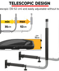 Heavy Duty Universal Roof Box Wall Mount Pair with telescopic design adjustable 35-52cm for secure gear storage.