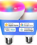 Smart BR30 Flood LED Bulbs 2 Pack Dope Color Changing RGBCW, 1300 Lumens, 100W Equivalent, Dimmable, Works With HomeKit Siri Alexa Google
