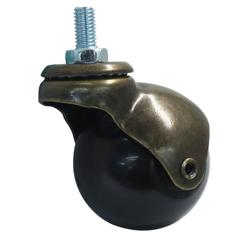 2 Inch Ball Caster Wheels Set Of 4 With Threaded Stem 360 Degree Swivel Furniture Casters For Chairs And Cabinets Antique Bronze Finish Durable PP Material Wheel Diameter 50mm Height 62mm Stem Size 8x15mm