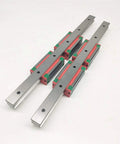 Stainless Steel Linear Guide Rail Set With Four Carriages, Two Pieces, Range 300mm To 1500mm, HGH25CA Compatible, mounted for CNC use
