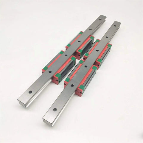Stainless Steel Linear Guide Rail Set With Four Carriages, Two Pieces, Range 300mm To 1500mm, HGH25CA Compatible, mounted for CNC use