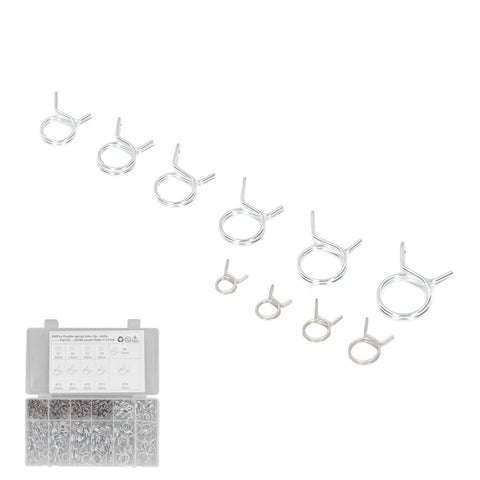 Get Your Fix Fast With These Top Tier Double Wire Irrigation Hose Clamps In Blue And White! This Sweet Assortment Kit Boasts 10 Sizes Ranging From Tiny 5mm To A Big 14mm Diameter Plus Zinc Protection For Rust Resistance. Grab The Nifty Storage Box Inside. Double spring tube clamps in assorted sizes with storage box