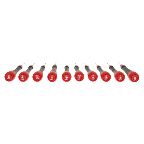 Pro Grade Smartphone Repair Kit With 11 Piece Micro Screwdriver Set displayed with red multi-color handles
