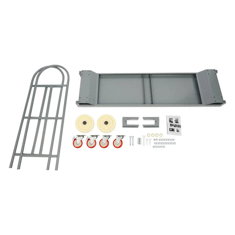 Heavy Duty Narrow Aisle U Boat Platform Cart With 2000 Lb Capacity And 16 By 65 Inch Steel Deck Removable Handles Plus Premium Hand Truck With Smooth Rolling Wheels For Easy Maneuvering In Tight Aisles, parts shown