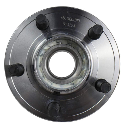 Front view of a Front Wheel Hub And Bearing Assembly 5-Lug 2-Pack For RWD Dodge Charger 2006-2014 with ABS compatible bolt-on design.