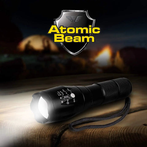 Ultra Bright LED Flashlight With 5 Beam Modes, Adjustable Focus From Spotlight To Flood shown illuminating a dark scene