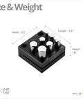Pro Grade 7 Round Punch Disc Cutter size and weight dimensions displayed in black steel with seven die sizes for jewelry making