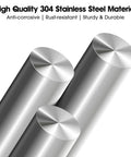 Four 304 stainless steel round rods, solid shafts, brushed silver finish, 12-inch length