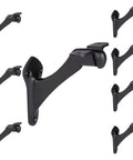 Heavy Duty Metal Handrail Brackets Set of 8 Cast Iron Stair Railing Brackets for Indoor and Outdoor Use Black Powder Coat Banister Supports With Angle Adjustable Mounting Hardware Included