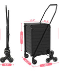 Dimensions and side view of Beast Folding Stair Climber Cart With Waterproof Bag, Lightweight Utility Wagon With 360 Degree Swivel Wheels