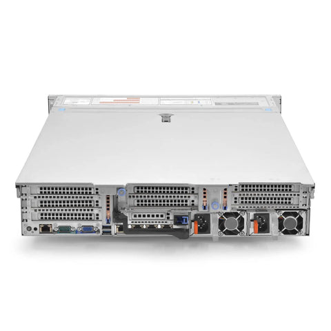 Rock Solid R740Xd Enterprise Server rear view with multiple ports and cooling fans, 2U rack mount design, ready for datacenter performance.