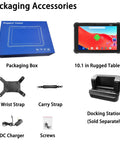 Tough As Nails Rugged Tablet With Integrated Barcode Scanner 10 Inch Android 15 includes packaging box and accessories.