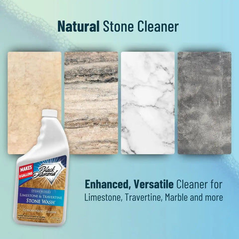 Natural Stone Floor Cleaner for Limestone, Travertine, Marble, Slate and Polished Concrete with tile samples