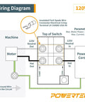 Wiring diagram for Dual Voltage Paddle Switch For Woodworking Tools 120 To 230V 28 Amp Single Phase with power connections.