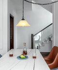 Plug In Pendant Light With Alabaster Glass Shade In Black Dimmable Swag Lamp With Long 16.4 Ft Cord And 14.7 Ft Chain over dining table