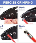 Step-by-step use of Ratcheting Spark Plug Wire Crimping Tool Kit For Ignition Cables With 24 Spark Plug Terminals And 24 Boots