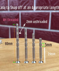 8 Set M4 X 60mm Breakaway Phillips Flat Countersunk Screws With Posts for Cabinets, image showing breakaway length