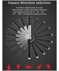 Impact direction selection visual for Top Tier Portable Digital Hardness Tester For Steel And Metal Featuring Vickers And Rockwell Scales 640 By 480 Pixel Display.