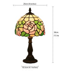 Stained Glass Table Lamp Pink Rose Design With Zinc Alloy Base Bedside Light For A Homey Cozy Living Room And Bedroom Handmade Antique Style Lampshade E26 Bulb Not Included