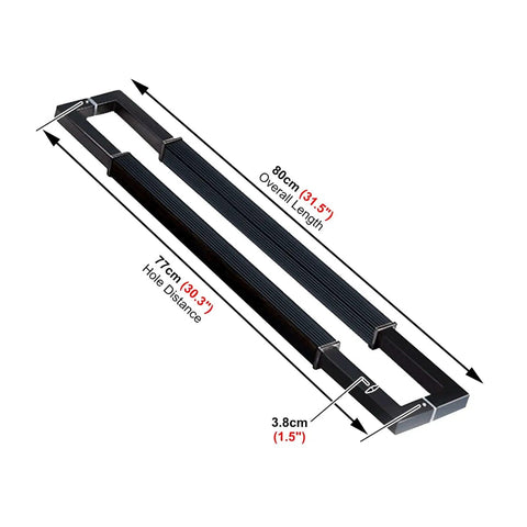 Sliding Barn Door Handle Set With Two Sided Pull And Push, Built Tough Stainless Steel 304, dimensions shown, overall length 80cm