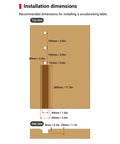 Installation dimensions for Tail Vise For Workbench With 0-110mm Stroke And 20mm Table Hole Aluminum Alloy Woodworking Vise.