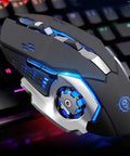 Slick Gaming Keyboard And Mouse Combo With Vivid Backlight And Snappy Mechanical Feel Plug And Play Usb Wired Pair For Home Or Work Setup Featuring Flexible Floating Keys, close-up of illuminated gaming mouse.