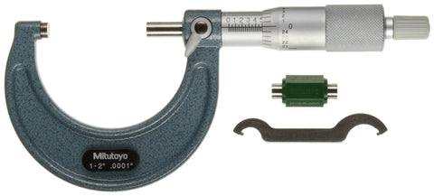 Outside Micrometer With Ratchet Stop For Consistent OD Readings, 1 To 2 Inch Range, 0.0001 Inch Graduation, Plus Or Minus 0.0001 Inch Accuracy