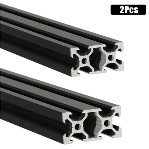 Two Pack Of Legit Tough 20X40mm Black Aluminum T Slot Extrusion Profile Rails For Custom Cnc Routers And 3D Printer Frames Heavy Duty Industrial Framing Components Easy Workshop Build Essentials Built Different showing cut view.