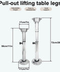 Built Like A Beast Stainless Steel Telescopic Table Legs For Dining Rooms And Road Trip Rigs with adjustable height from 56cm to 72cm.