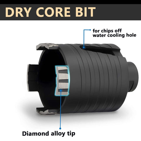 1-inch dry diamond core drill bit with SDS Plus adapter, black body, diamond alloy tip