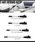 Fixed 17.5 Inch Tiller Handle Extension For Trolling Motors Ergonomic No Slip Grip displayed with sizes