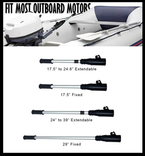 Fixed 17.5 Inch Tiller Handle Extension For Trolling Motors Ergonomic No Slip Grip displayed with sizes