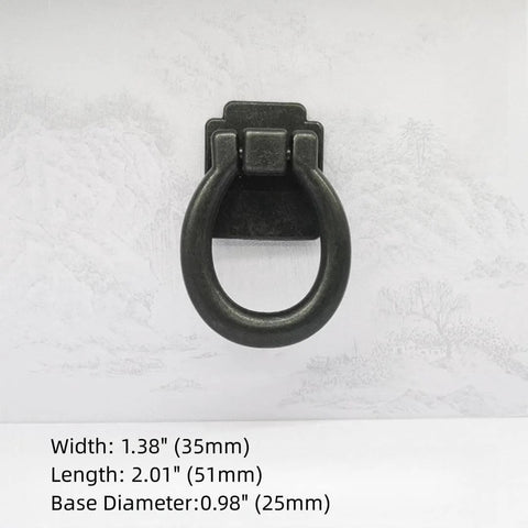 Antique Black Vintage Industrial Style Hanging Pulls For Cabinets And Furniture Zinc Alloy Single Hole Knob 51mm Length 25mm Base 35mm Width Retro TV Cabinet Drawer Door Pulls Durable Rustic Hardware WenRan.