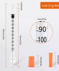 Dead On Accurate 31 Gauge 1cc Insulin Syringe With Sharp 5/16 Inch Needles Smooth Gliding Plunger U 100 Precision Dosing.